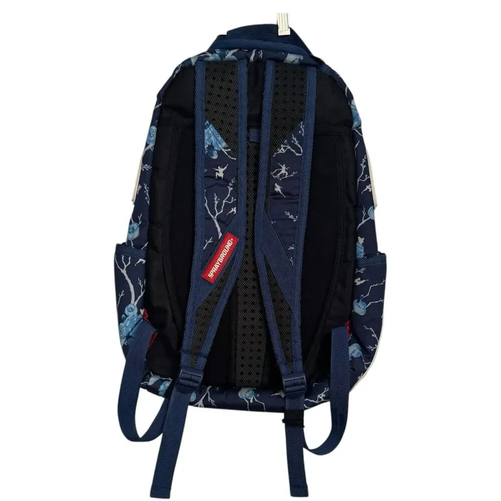 Sprayground Cherry Blossom Rubber Shark Backpack Navy Blue White Rare